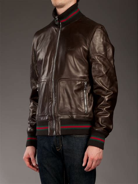 gucci leather jacket men's sale|Gucci jacket farfetch.